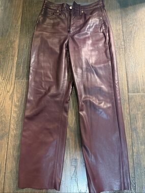 Express Burgundy Faux Leather Trousers